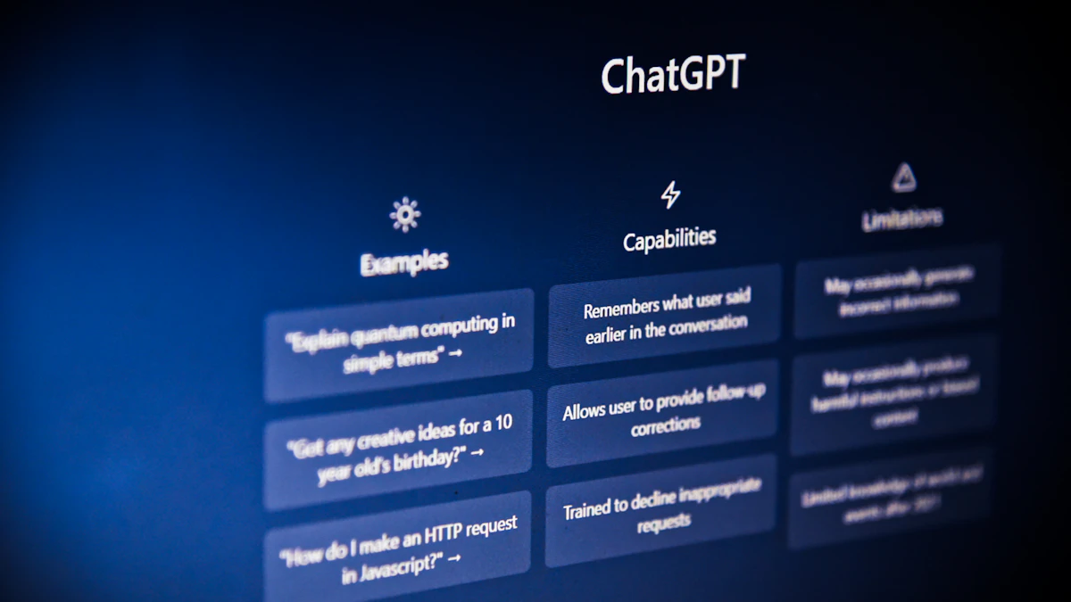 Interfaz de ChatGPT mostrando ejemplos y capacidades en pantalla