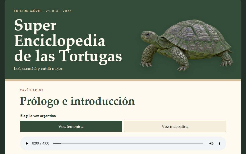 Portada y reproductor de la Super Enciclopedia de las Tortugas